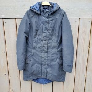 The North Face Women's DryVent Temescal Trench Jacket Sz M Navy Hooded Gorpcore